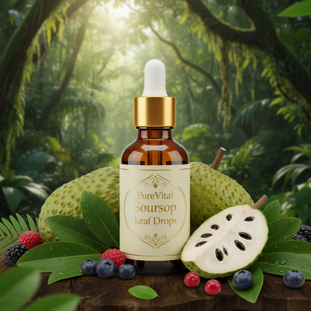PureVital 100% Organic Soursop Leaf Drops – Immunity, Antioxidant & Cellular Wellness