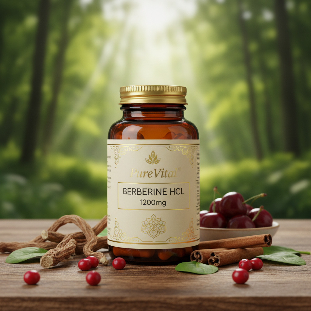 PureVital Berberine HCl 1200mg – Blood Sugar, Metabolism & Gut Health Support